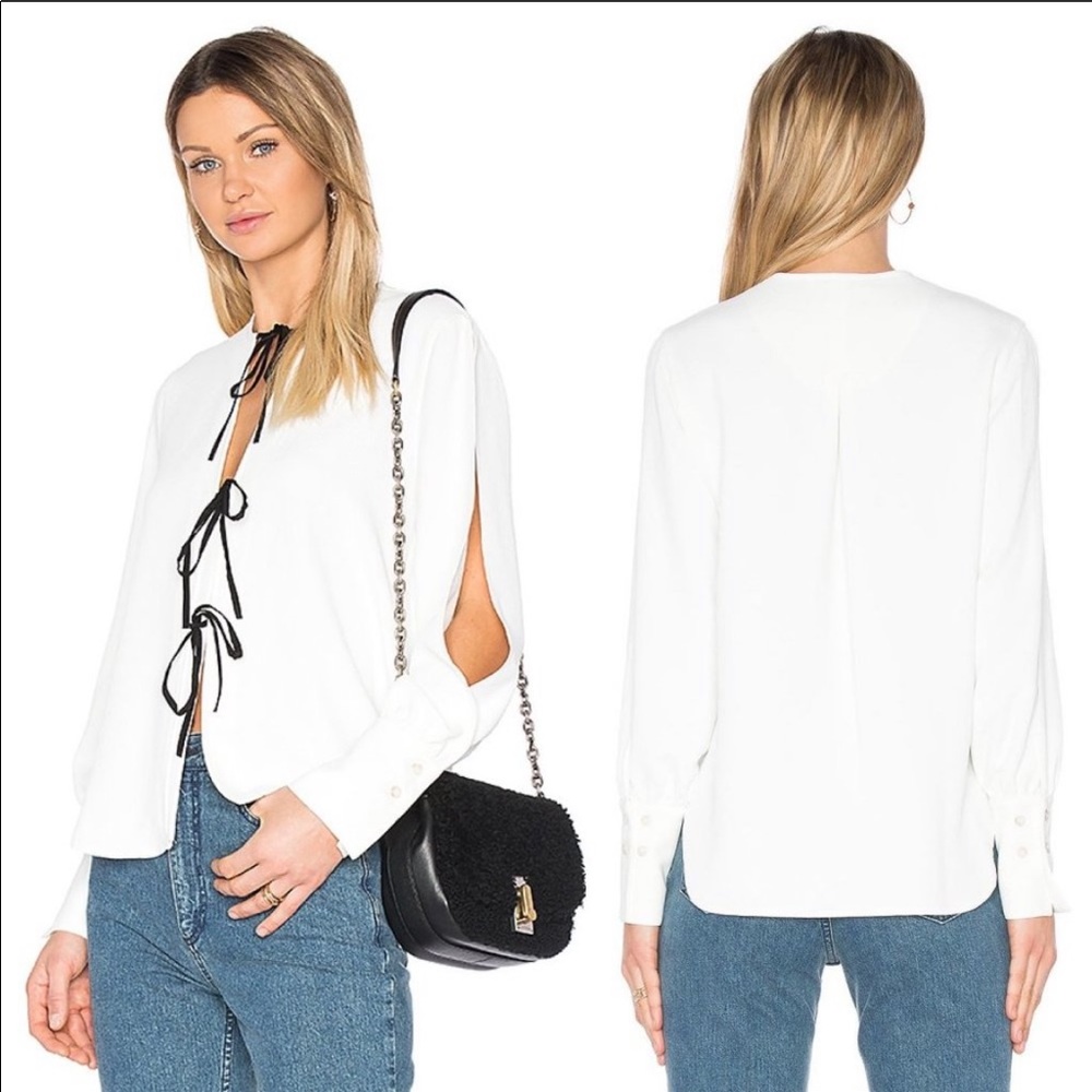 Rachel Comey Meryl Blouse Ribbon Tie Split Sleeve
